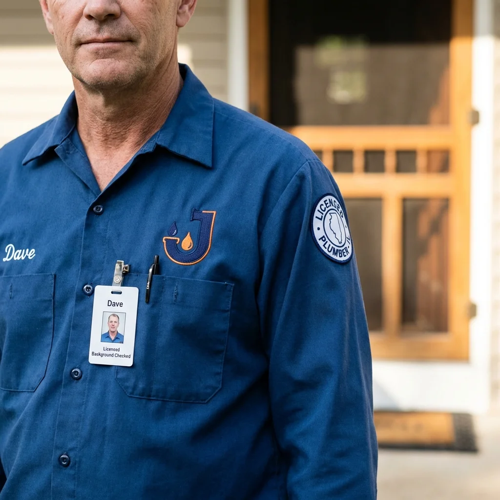 Licensed plumber showing ID badge in Harrington, DE