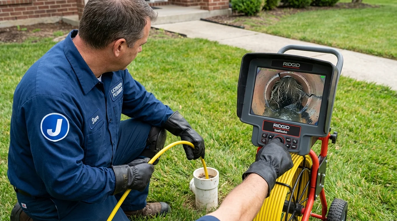 Sewer camera inspection being performed by Johns Plumbing LLC in Harrington